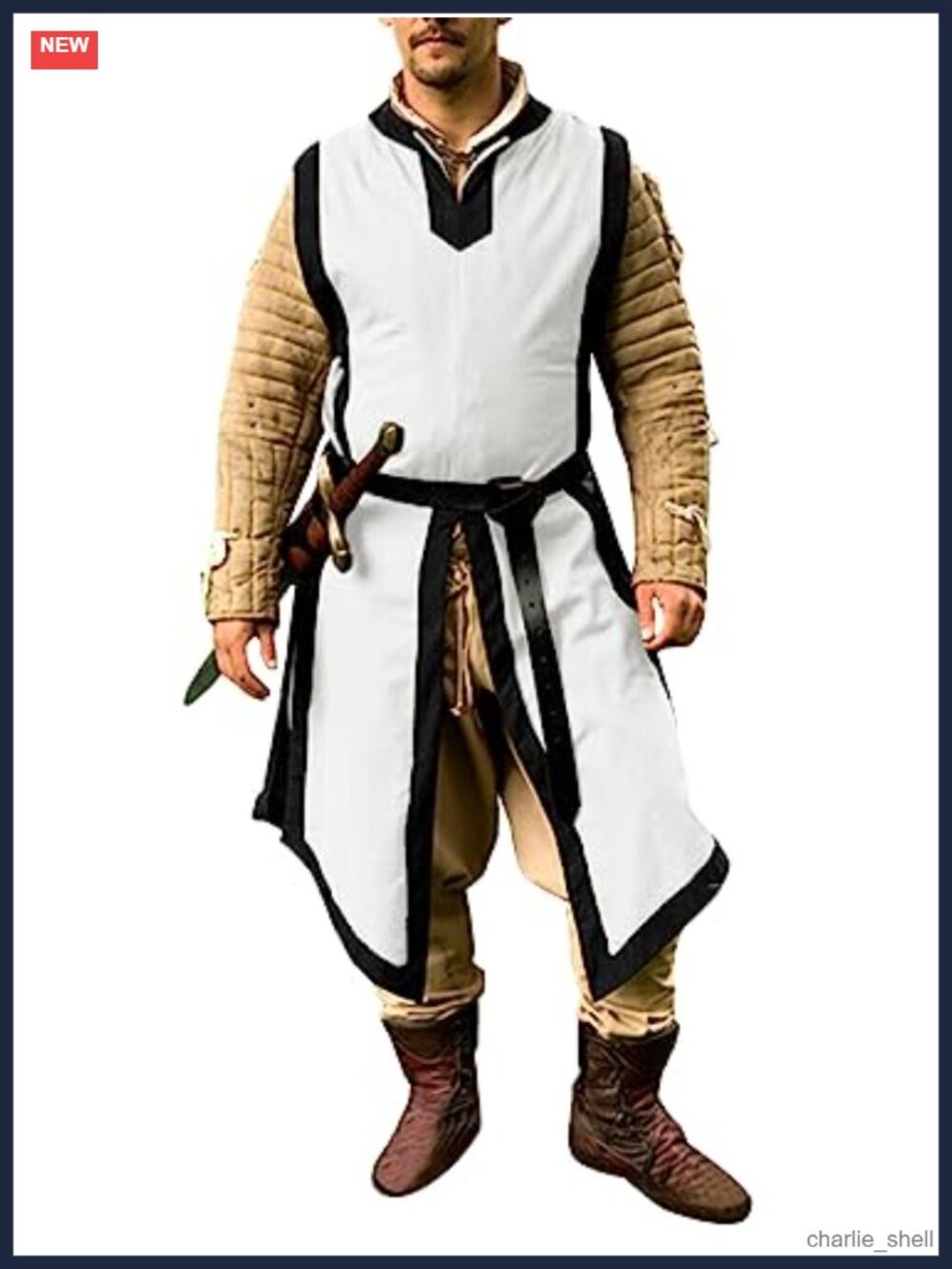 Men's Medieval Renaissance Templar Tunic Viking Knight Costume Surcoat